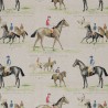 Cotton Rich Linen Look Fabric Digital Ascot Races Horses Jockey 140cm Wide