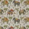 Cotton Rich Linen Look Fabric Digital Mahout Elephant Riders India 140cm Wide
