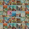 Cotton Rich Linen Look Fabric Digital Postcards Travel Cities Picture 140cm Wide