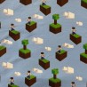 (REMNANT) Cotton Jersey Fabric Minecraft Steve Tree Block Print 115cm x 140cm
