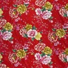 100% Cotton Fabric Traditional Floral Red Flowers Peony Sanders Close