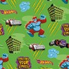 100% Cotton Printed Fabric Hot Wheels Animals Cars Racetrack 112cm Wide