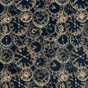 100% Cotton Printed Fabric Steam Punk Clock Butterfly Cog Dark 110cm Wide