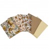 SALE 100% Cotton Fabric 5 x Fat Quarter Bundle Floral Flower Mustard Polka Dots