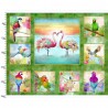 100% Cotton Fabric 3 Wishes Tropicolour Birds by Connie Haley Large Panel