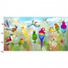 100% Cotton Fabric 3 Wishes Tropicolour Birds On A Vine by Connie Haley Panel