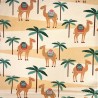 100% Cotton Fabric Desert Camels on Sand Palm Trees Nature Scene Tree 110cm Wide