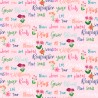 100% Cotton Fabric Bright Blooms Spring Words Plant Flowers Grow Seed 110cm Wide