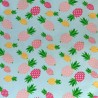 Cotton Jersey Fabric Tropical Pineapples Summer Fruit Elastane Stretch