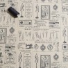 100% Cotton Poplin Fabric Vintage Tailoring Dressmaking Print French Drawing Sketch