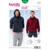 Burda Style Sewing Pattern 6718 Men’s Casual Pullover Hoodie Tops Easy To Sew