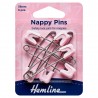Hemline Nappy Pins H413 Plastic Heads 56mm Safety Lock Pin 6pcs