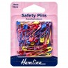 Hemline Safety Pins H414.AC Assorted Colours Coated 34mm