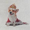 Cotton Rich Linen Look Fabric Queen Corgi Panel Dog Royal Crown Upholstery