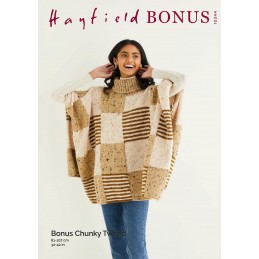 Hayfield bonus chunky tweed poncho knitting pattern 10344