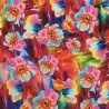 Silky Satin Fabric Multicoloured Flower Floral Petals Eastbrook Road 145cm Wide