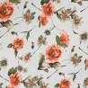 Silky Satin Fabric Poppy Watercolour Floral Flower Queen Mary Road 145cm Wide