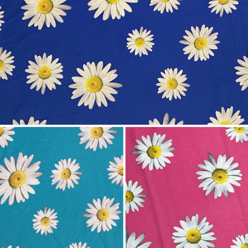 Silky Satin Fabric Flower Floral Daisy Daisies Vibrant Danes Cottages ...