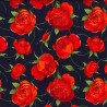 100% Cotton Poplin Fabric Rose & Hubble Roses Floral Flowers Hurn Close