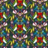 100% Cotton Fabric Nutex Folk Tails Kereru Floral Flower Birds 110cm Wide