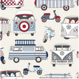 Nautical 100% Cotton Fabric Lifestyle Happy Campers Camper Van