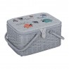 Hobby Gift Sewing Box Basket Large Wicker Basket Embroidered Knit Happens Craft