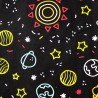 Polycotton Fabric Space Doodle Planet Galaxy Stars Earth Sun Jupiter