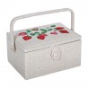 Hobby Gift Sewing Box Basket Medium Embroidered Strawberry Greenhouse Craft