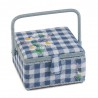 Hobby Gift Sewing Box Basket Medium Embroidered Wild Floral Plaid Craft