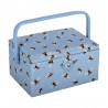 Hobby Gift Sewing Box Basket Medium Blue Bumble Bees Craft