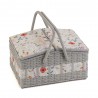 Hobby Gift Sewing Box Basket Large Twin-Lidded Wicker Hamper Wildflowers
