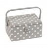 Hobby Gift Sewing Box Basket Medium Grey Polka Dots Craft