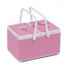 Hobby Gift Sewing Box Basket Large Twin Lid Flamingos Craft
