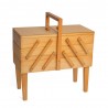 Hobby Gift Wooden Beech Sewing Box Cantilever Craft 3 Tier Legs