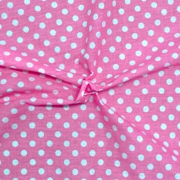 Pink Polycotton Fabric 10mm Polka Dots Spots Spotty