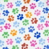 Polar Fleece Anti Pil Fabric Dog or Cat Paw Prints Multi Colour