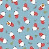 100% Cotton Fabric Nutex Christmas Gonks Xmas Festive Seasonal Blue 110cm Wide