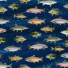 100% Cotton Digital Fabric Timeless Treasures Fish Blue by George McCartney