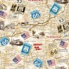 100% Cotton Digital Fabric Timeless Treasures Route 66 Antique Map US 112cm Wide