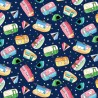 100% Cotton Digital Fabric Timeless Treasures Tossed Camping Caravans 112cm Wide