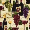 100% Cotton Digital Fabric Timeless Treasures Wine Bottles And Grapes 112cm Wide