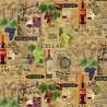 100% Cotton Digital Fabric Timeless Treasures Vintage Wine and Grapes 112cm Wide