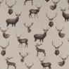 SALE Cotton Rich Linen Look Fabric Stags Animal Deer Buck Upholstery 140cm Wide