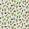 SALE Cotton Rich Linen Look Fabric Floral Cactus Cacti Upholstery 140cm Wide