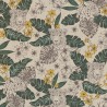 SALE Cotton Rich Linen Look Fabric Tropical Leopard Leaves Upholstery 140cm Wide