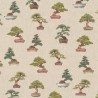 SALE Cotton Rich Linen Look Fabric Bonsai Trees Plants Upholstery 140cm Wide