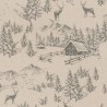 SALE Cotton Rich Linen Look Fabric Winter Toile Scenic Upholstery 140cm Wide