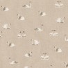 SALE Cotton Rich Linen Look Fabric Swans Birds Wildlife Upholstery 140cm Wide