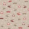 SALE Cotton Rich Linen Look Fabric VW Camper Vans Rouge Upholstery 140cm Wide