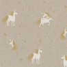 SALE Cotton Rich Linen Look Fabric Metallic Unicorn Animal Upholstery 140cm Wide